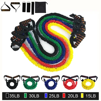 

11 PCS Tube Resistance Bands Set Pull Up Fabric Heavy Protective Fitness Home GYM Training Workout Fitness Elastic Band Set