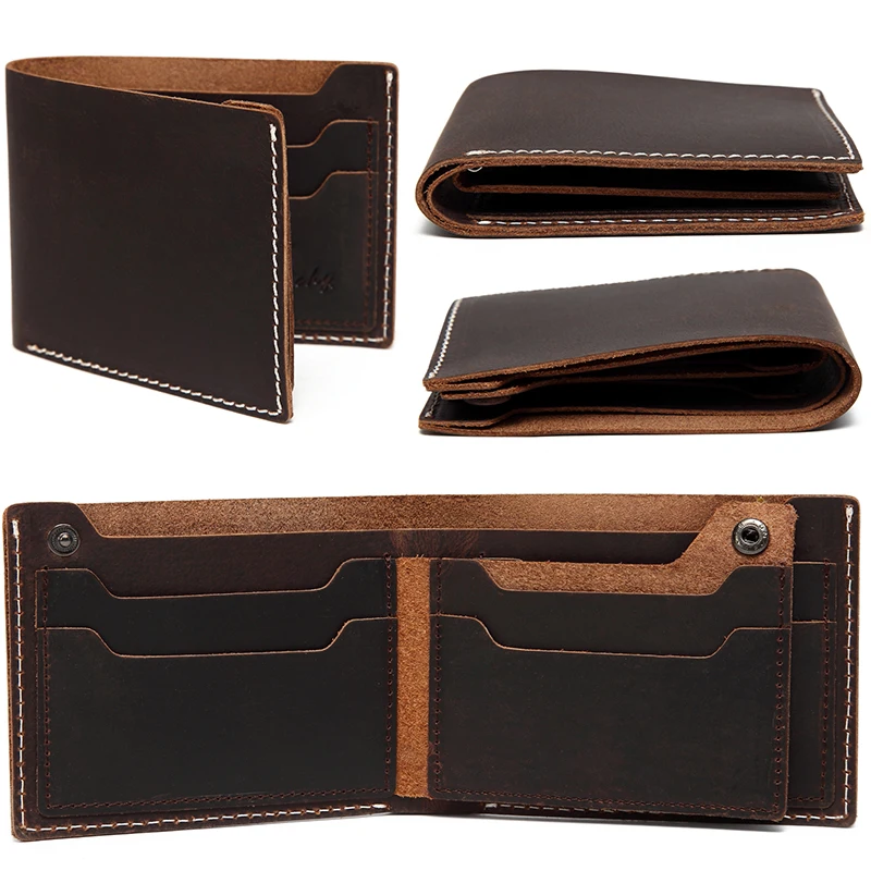 Koop Vaschy Lederen Portemonnee Voor Mannen Vintage Bifold Slimfold Met 6 Kaartsleuven Koeienhuid Lederen Portemonnee Voor Credit Card
