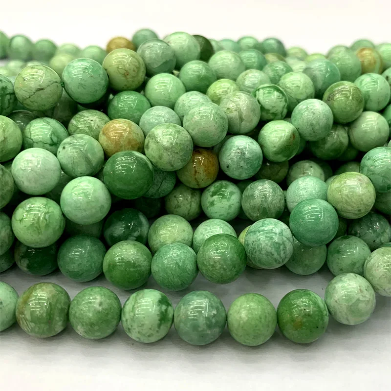 Natural Genuine Green Variscite Callainite Amblygonite Round Loose Jewelry Beads 