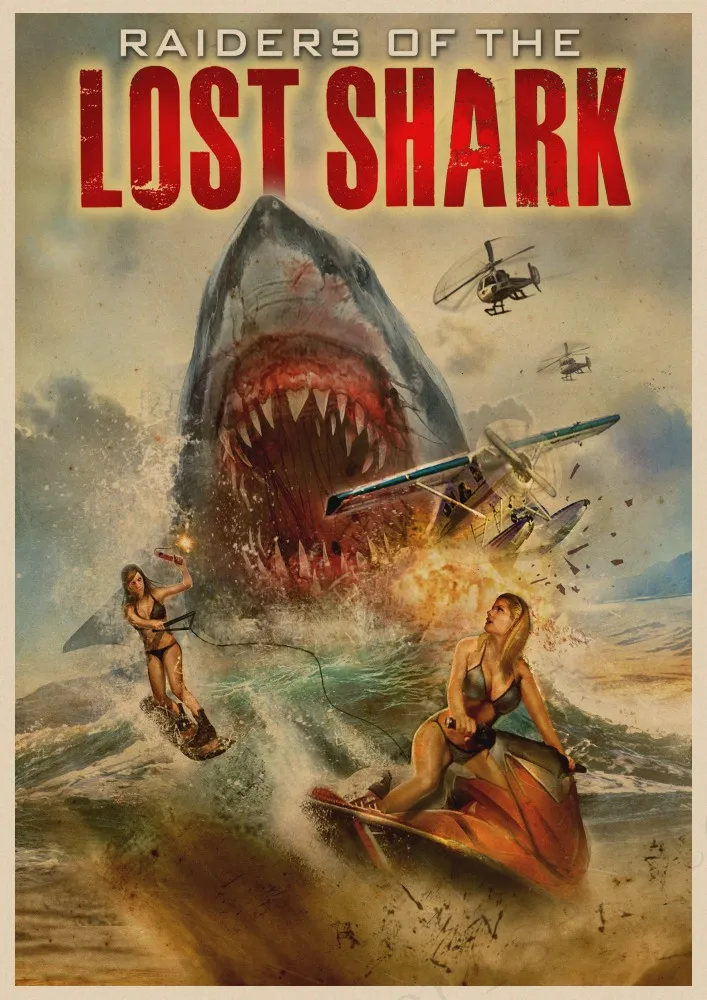 JAWS Shark-pintura en lienzo para pared, imagen artística para