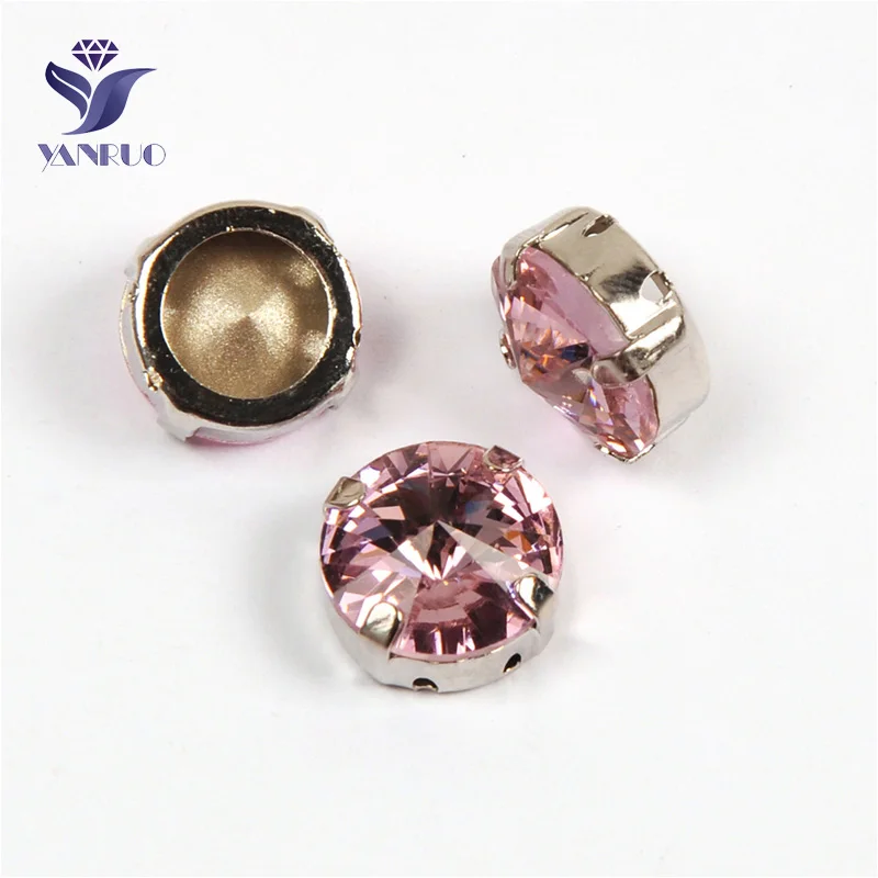 Yanruo 1122 стакан Rivoli Strass хрустальные маскарадные камни металлическая установка DIY заостренный назад пришить стразы для поделок - Цвет: Light Rose