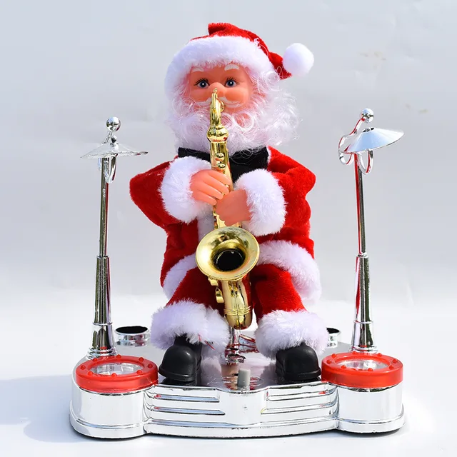 Moonbiffy 2022 New Electric Santa Claus Playing Piano Music Doll Christmas Decorations Children Gift Toys Electric Band 4