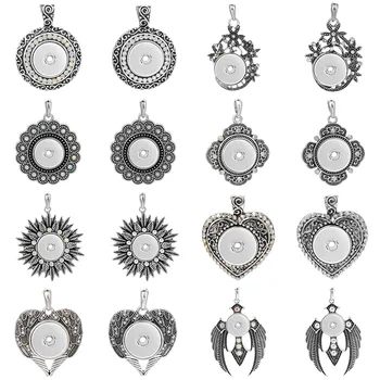 

New Snap Button Pendant Crystal White & AB Color Fit 18mm Metal Snap Buttons Jewelry Snap Pendant Necklace