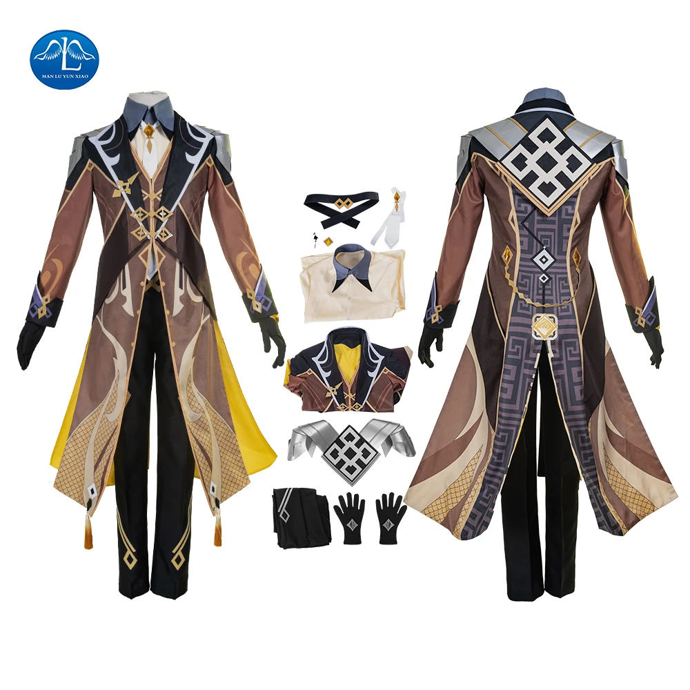 Game Genshin Impact Liyue Harbor Zhongli Game Suit Cool Uniform Cosplay Costume Halloween Carnival Party Outfit