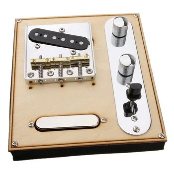 

6 Strings Saddle Bridge Plate, 3 Way Switch Control Plate, Neck Pickup Set for Fender Electric Guitars Replacement Parts - Chrom