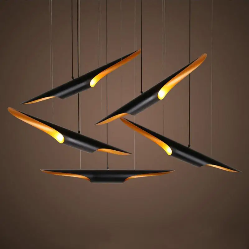 

DishyKooker LED Bamboo Tube Shape Bevel Side Black Gold Color Nordic Aluminium Industrial Celling Lamp for Restaurant