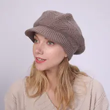 Новые модные женские туфли; женские зимние Повседневное теплые, вязаные крючком шапка остроконечная Кепка Козырек поля сапоги высотой выше колена вязаная кроличий мех Шапки Черный, серый цвет бежевый