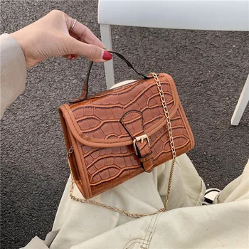 

Popular crocodile pattern modern portable female bag 2020 new fashion women's single shoulder diagonal chain small square bag