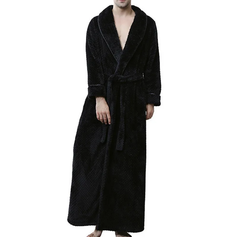 MJARTORIA 2019 New Autumn Winter Robe Soft Absorbent Lightweight Long Kimono Flannel Spa Bathrobe For Men Solid Long Sleeve MJARTORIA 2019 New Autumn Winter Robe Soft Absorbent Lightweight Long Kimono Flannel Spa Bathrobe For Men Solid Long Sleeve