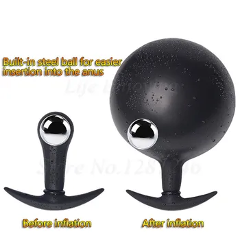 Inflatable Huge Anal Butt Plug with Metal Ball Big Anal Dilator Silicone Huge Anus Pump Expandable Prostate Massager Sex Toys 5