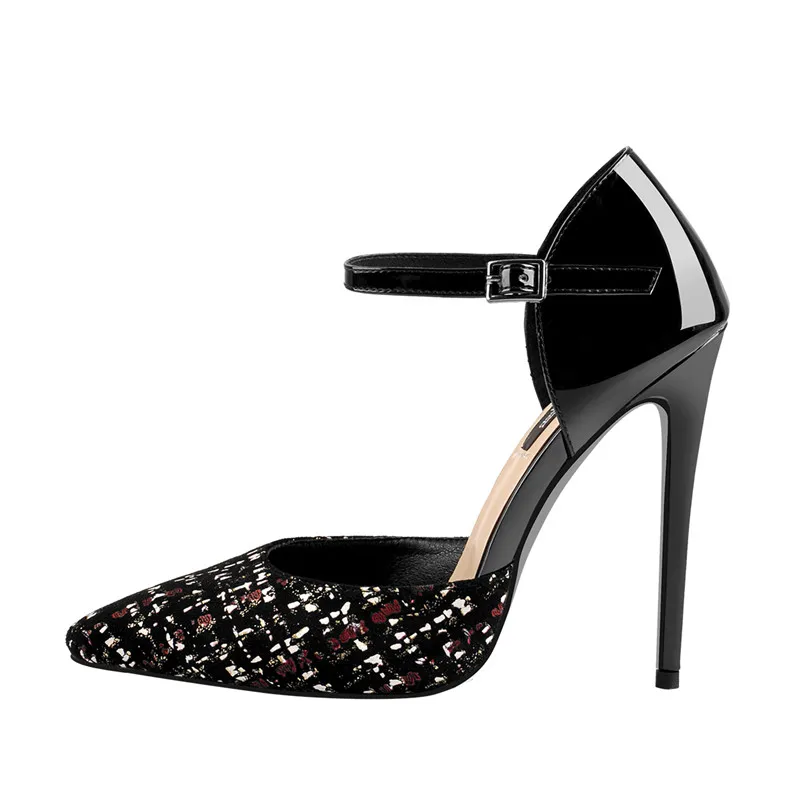 Onlymaker/женские босоножки D'Orsay с острым носком и ремешком на щиколотке 12 см; модельные туфли-лодочки на высоком каблуке; Летняя обувь