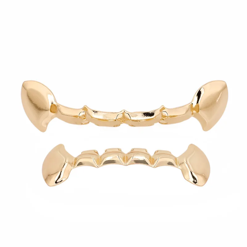 Teeth Jewelry Silver /Gold Teeth Grillz Hip hop Teeth Drip Grills Dental Top&Bottom Grill Tooth Caps Cosplay Party Body Jewelry - Окраска металла: gold