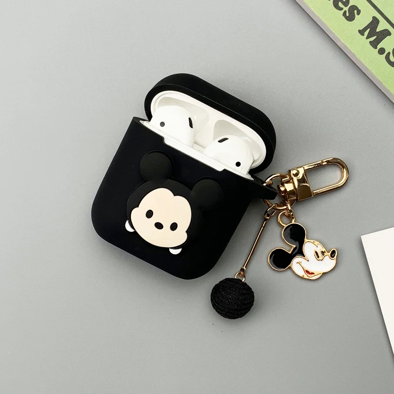 Милый брелок Микки Маус мультяшный чехол для Airpods Bluetooth беспроводной защитный чехол для AirPods силиконовый чехол для зарядки