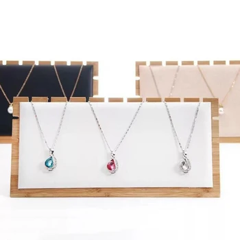 

Bamboo Wooden Jewelry Display Plate Necklace Storage Stand for Shop, Home