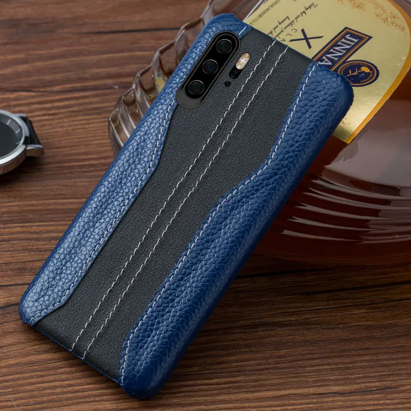 Чехол из натуральной кожи s для huawei p20 pro Чехол P30 Супер спортивный автомобиль дизайн высокого класса coque для huawei p10 чехол для телефона - Цвет: Синий