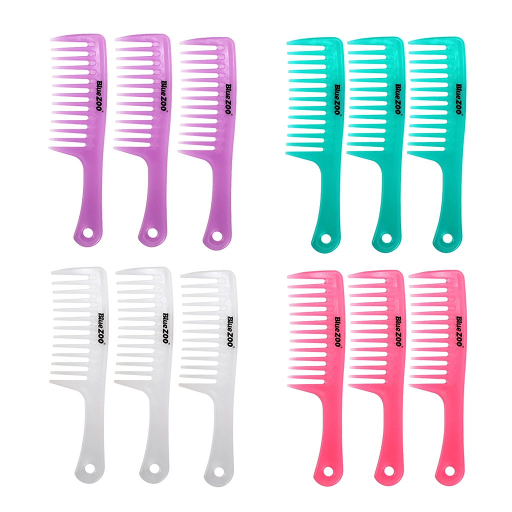 3 Pieces Detangling Hair Combs With Long Handle, Round Tooth Massage Combs, High Strength and Durability