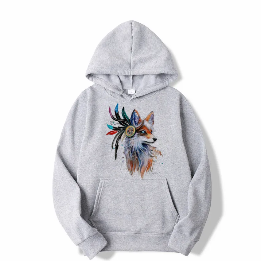 Women hoodie Hipster match colorful fox hooded Sweatshirt hip-hop cool Style Hoodie aesthetic pocket hood hoodie pullover coat