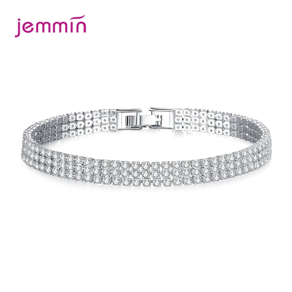 Популярный 925 цельный серебряный браслет с застежкой-защелкой, подлинные кристаллы циркония, браслет и браслет для женщин, дамское кольцо для рук
