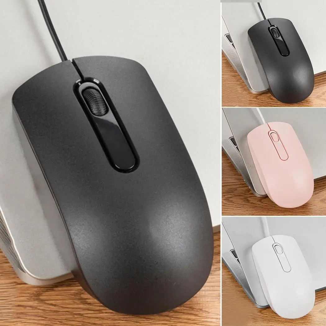 Игровая офисная USB легкая для ПК 3 Проводная черная/белая/Розовая 1200 120 см 60 г USB мышь