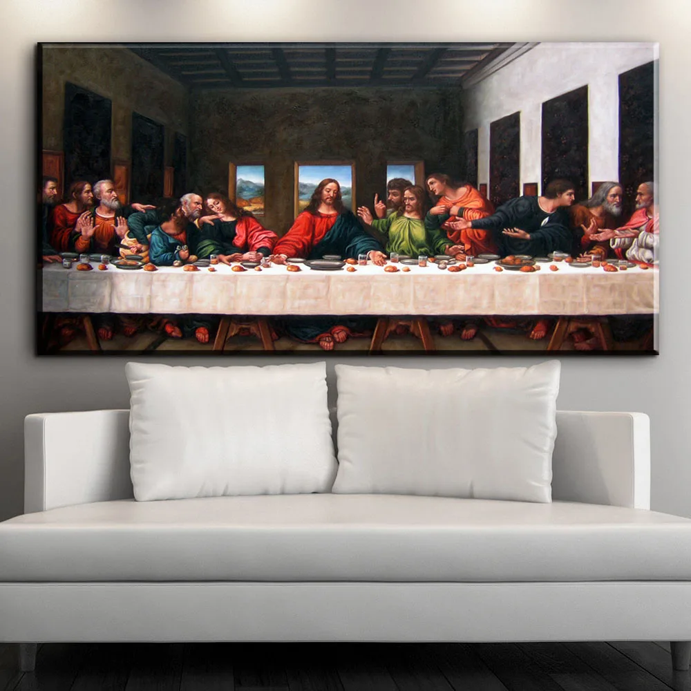 Картина на холсте с известным изображением Леонардо да Винчи большая Настенная