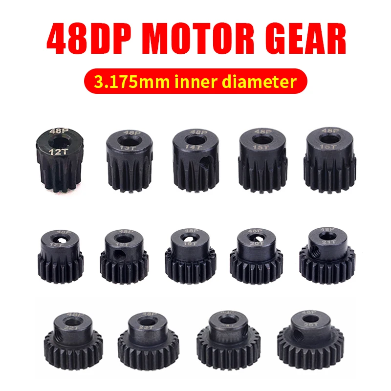 Мотор-Шестерня 48DP 3 175 мм 12t 13t 14t 15t 16T 17t 18T 19T 20T 22T 24T 25T черная стальная металлическая