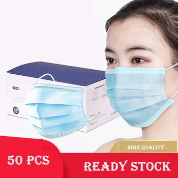 

10/20/50/100pcs Disposable Face Mouth Mask Non Woven 95% meltblown cloth Anti-Dust PM2.5 Anti Influenza Breathing Earloops Masks