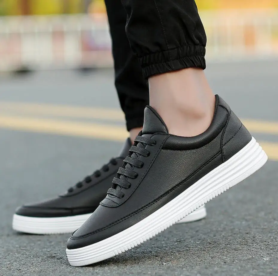 autumn Men platform Shoes Breathable Wear Resistant Flat Shoes Comfortable Summer White Round Toe Lace up chunky Snekaers