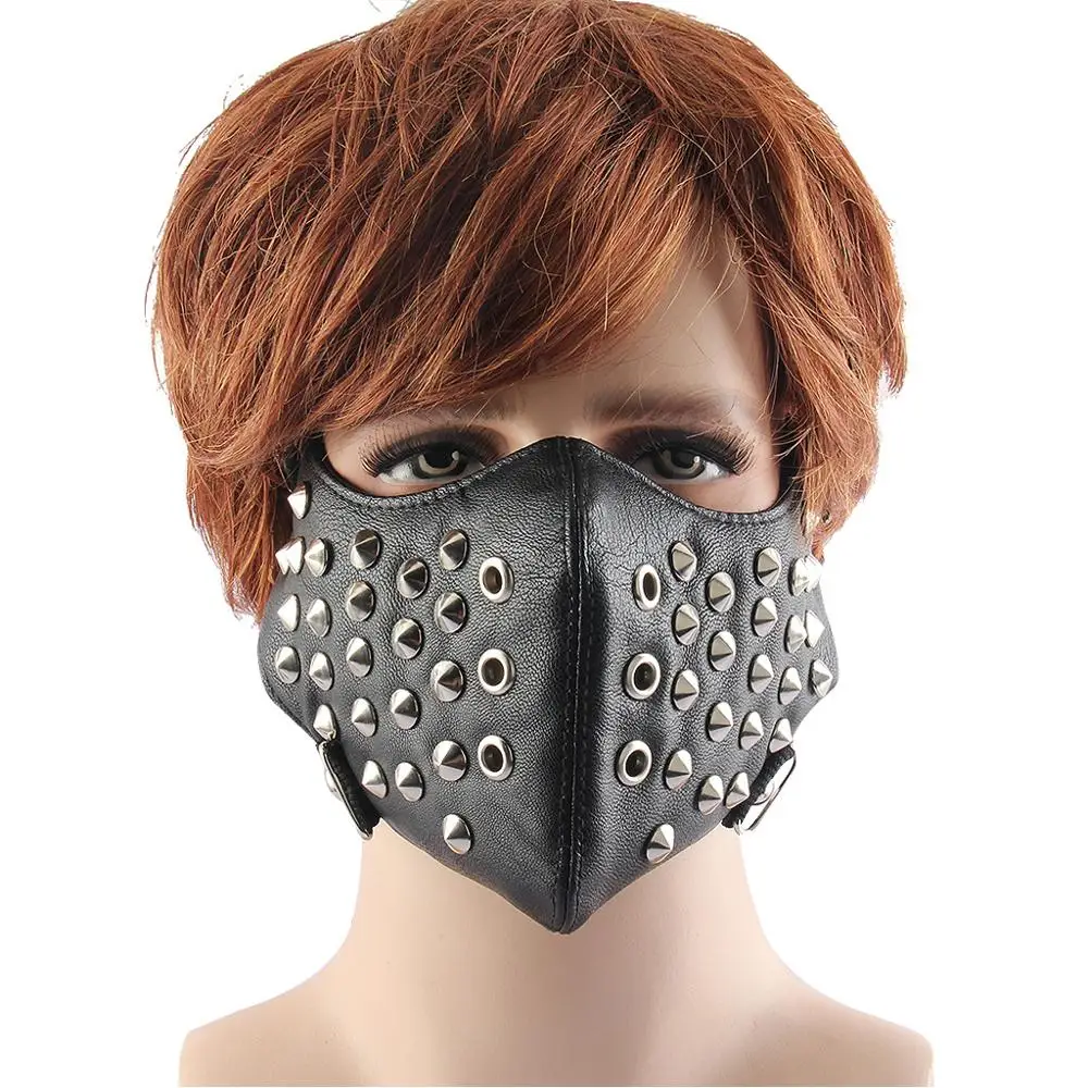 

Punk Rock Black Mask Rivet Motorcycle Face Shield Breathable Face Mask Cool Unisex Masks New Arrival