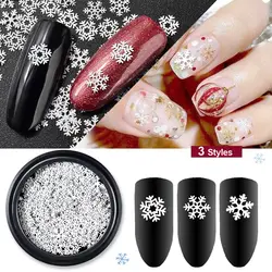 1 коробка Рождественские 3d-украшения для ногтей смешанные ультра-тонкие снежинки Блестки Дизайн Металлические треугольные наклейки