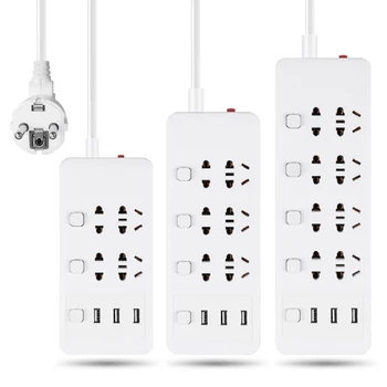 

Power Strip 6 Ports AC socket with Multifunctional Home 3USB Fast Charging 2.1A EU UK AU Israel PLUG 1.8/2.8M Extension cord