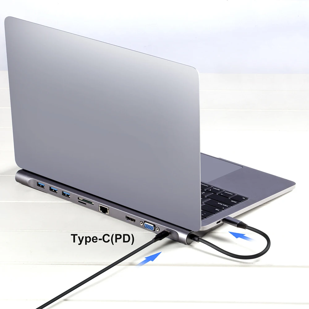 3,1 разветвитель 10 в 1 USB 3,0 USB C концентратор к HDMI 4K 3 порта USB C концентратор с концентратором 3,0 PD TF считыватель SD карт для ноутбуков Macbook Pro