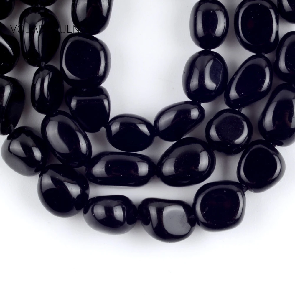 

Irregular Smooth Black Agates Stone Natural Round Loose Beads 15”8-10mm Spacer Beads For Charm Necklace Accessory Jewelry Making