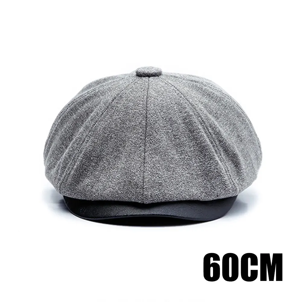 light gray Мужская шляпа берет для вождения таксиста Peaky Толстая теплая плоская кепка винтажная шляпа газетчика JS25 - Цвет: light gray