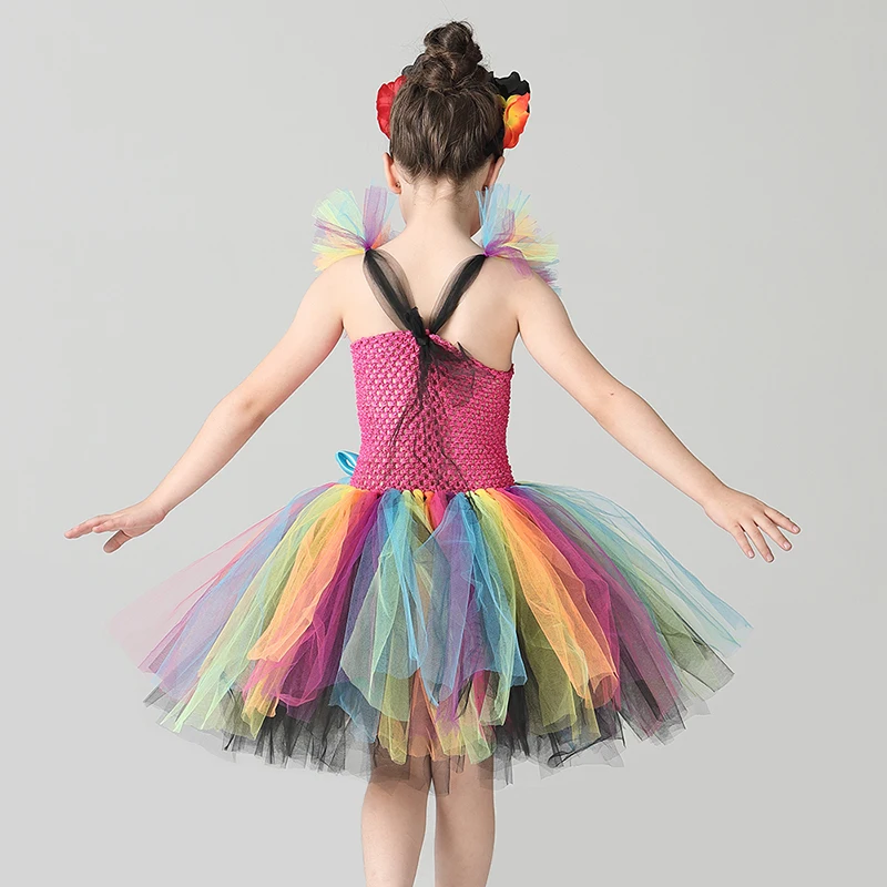 Day of the Dead Girl Skeleton Fancy Tutu Dress Halloween Dress Up Party Kids Baby Costume Funky Punk Bones Tutu Dress for Girls (8)