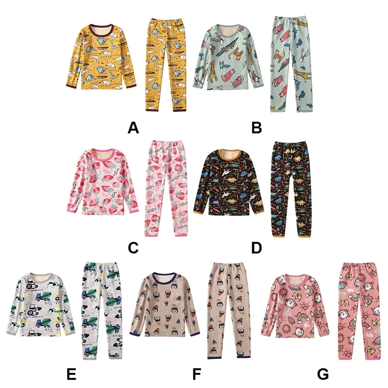 Детские пижамные комплекты для малышей осенний комплект одежды для сна для маленьких девочек и мальчиков с принтом из мультфильма