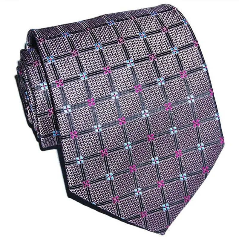 Классический темно-серый клетчатый галстук для мужчин шелковый галстук 10 см ширина модный жаккардовый тканый праздничная одежда Бизнес Свадебная вечеринка Новинка
