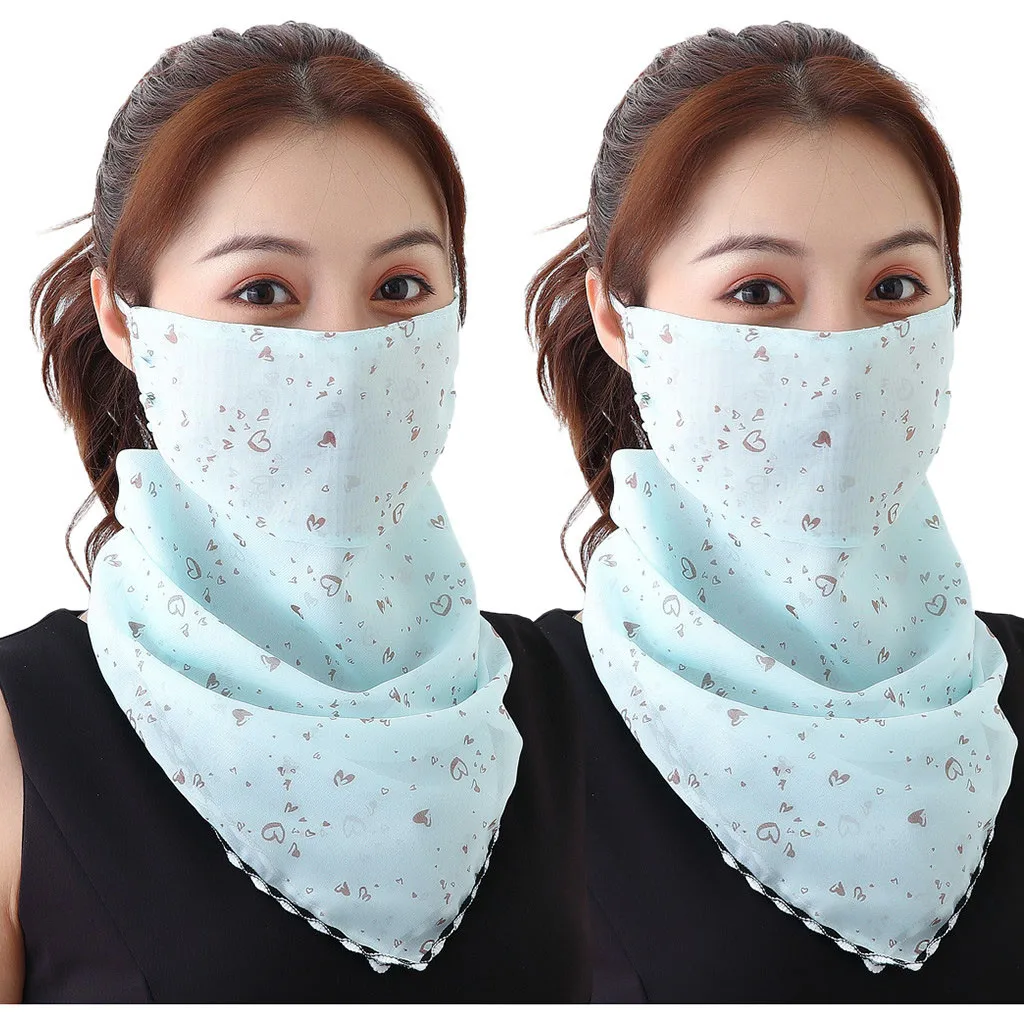 Sun Protection Mask Scarf Silk Neck Scarf （2Pcs） Worth Buy Store