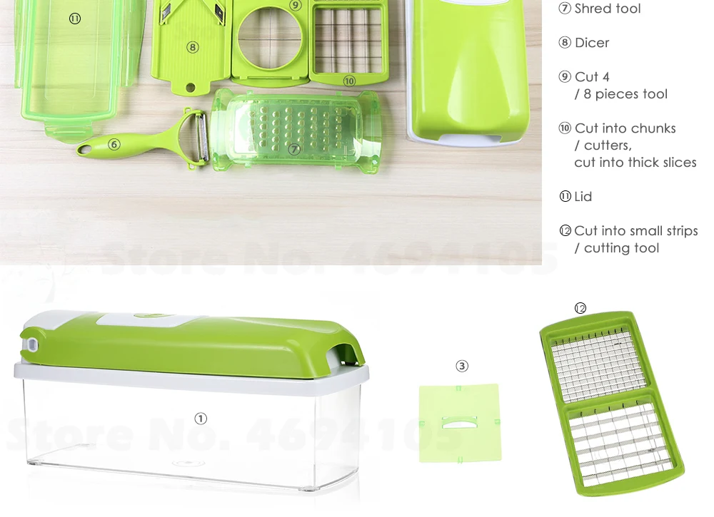 Multifunctional 12pcs Food Slicer for Kitchen