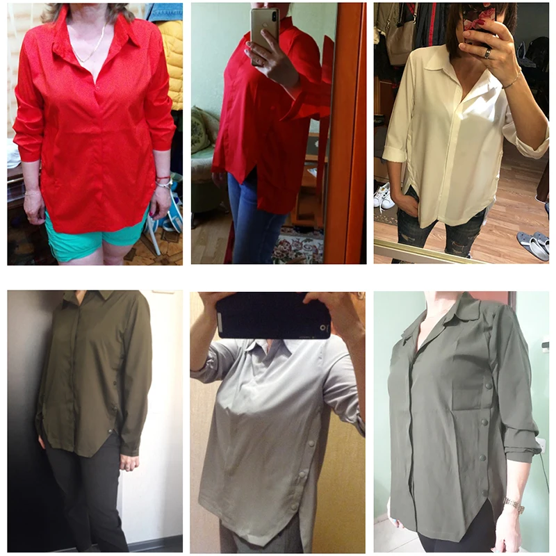 Split Hem Button Detail Tunics Women 5XL Plus Size Chiffon Shirt Casual Turn-down Collar Long Sleeve Women Blouses Summer Tops Split Hem Button Detail Tunics Women 5XL Plus Size Chiffon Shirt Casual Turn-down Collar Long Sleeve Women Blouses Summer Tops