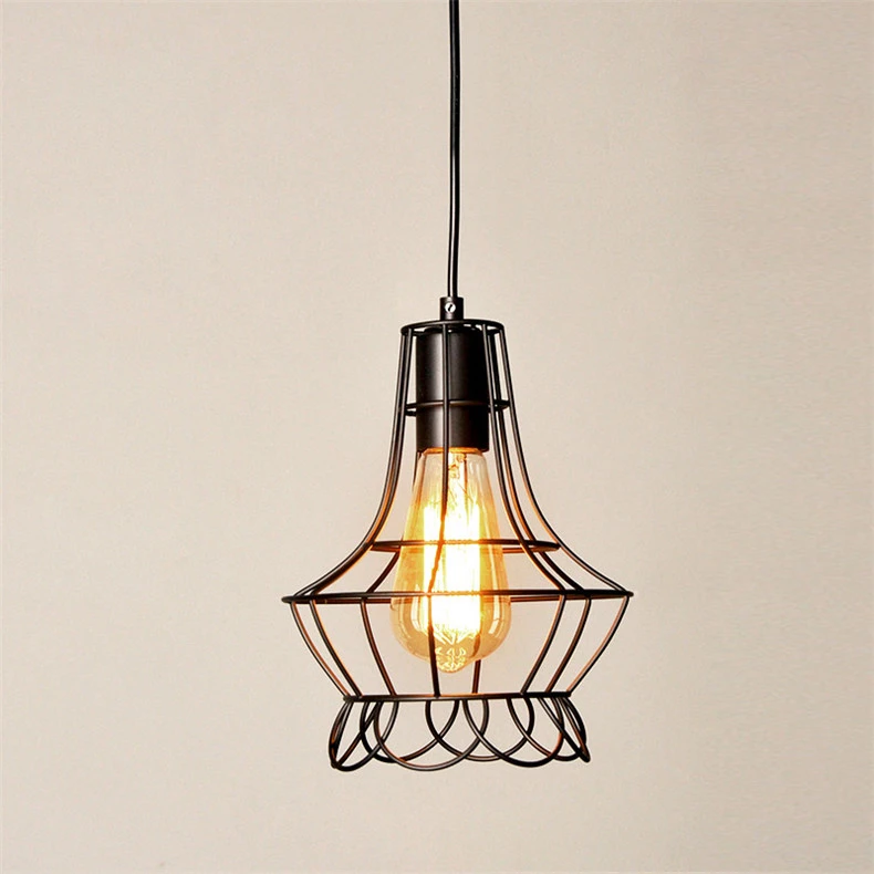 E27 Led Vintage Cage Pendant Lights Indoor Lighting Retro Light Fixture Pendant Lamps For Living Room Decor For Kitchen Lamp pendant chandelier