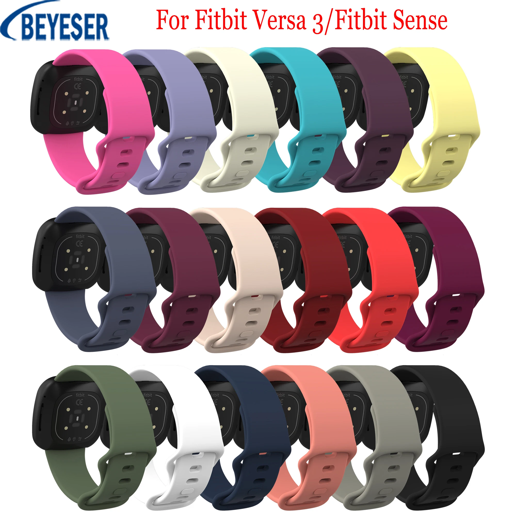 

Soft Silicone Wristband Straps Compatible With For Fitbit Versa 3/Fitbit Sense Band Replacement Smart Sport Watch Strap Bracelet