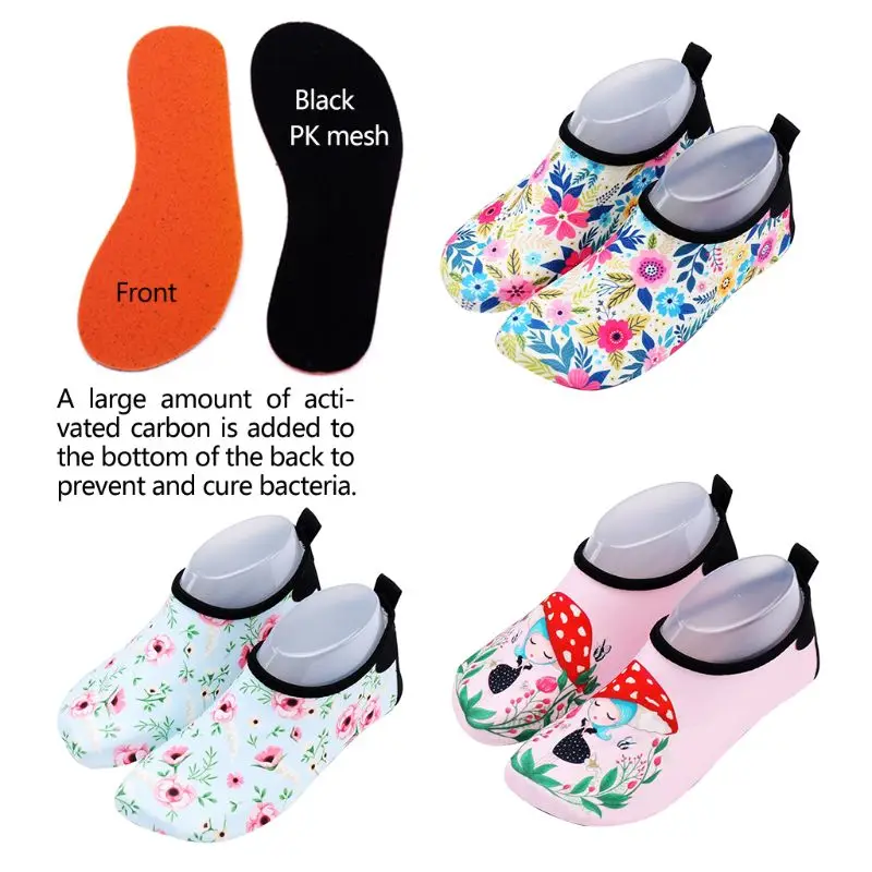 Детская пляжная водонепроницаемая обувь для плавания быстросохнущие дышащие Носки с рисунком гриба для девочек, с цветочным рисунком, с нескользящей подошвой