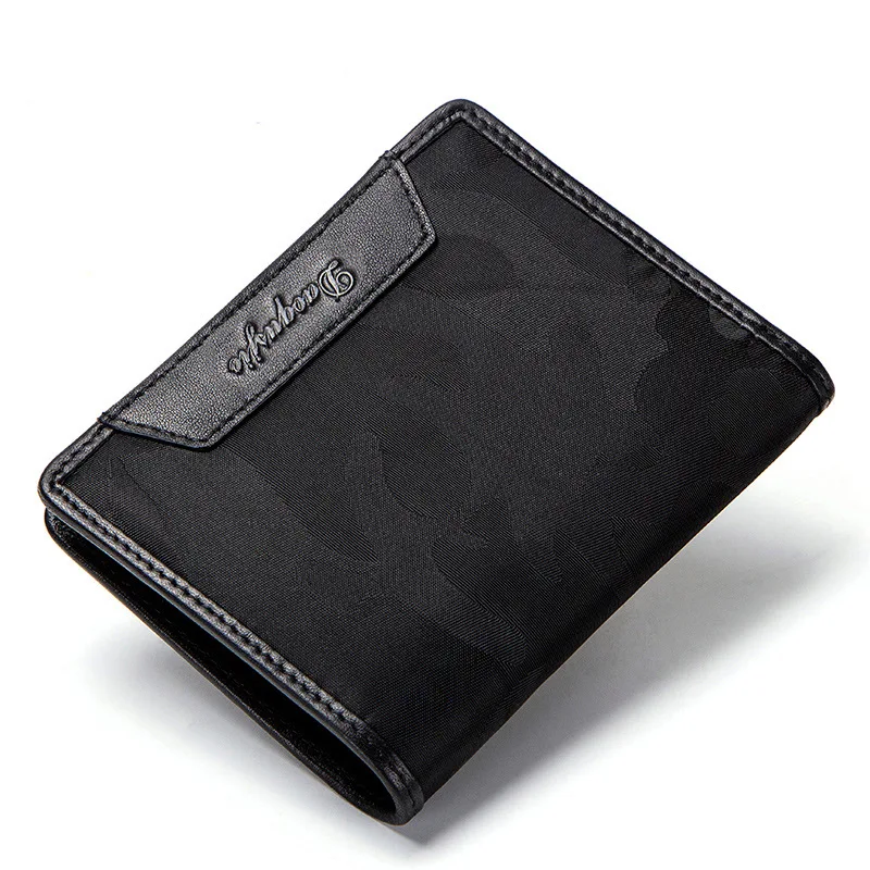 

Genuine leather Card Holder Wallets Men Brand Rfid Black Magic Trifold Leather Slim Mini Wallet Small Money Bag Male Purses