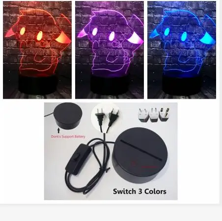 Switch 3 Color Светодиодный Декор для сна для малышей Лава мультфильм Покемон Пикачу ночник 7 цветов Изменение Праздничная Вечеринка поставка Рождественский подарок для детей - Испускаемый цвет: Switch 3 Color