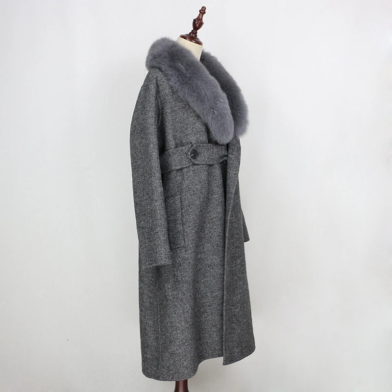 OFTBUY серое пальто из натурального меха зимняя куртка для женщин натуральный Лисий