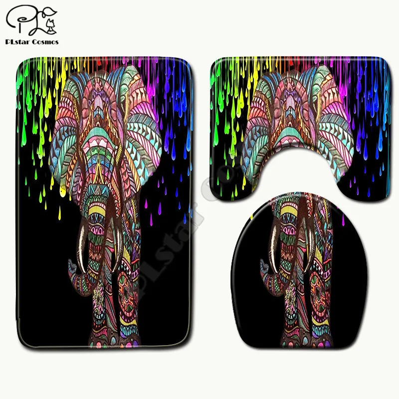 

Psychedelic pattern Cartoon funny 3D printed Bathroom Pedestal Rug Lid Toilet Cover Bath Mat Set drop shipping style-3