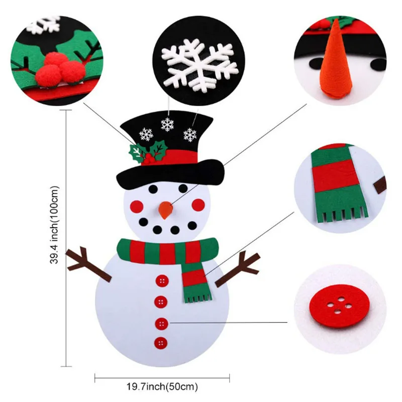 

Felt Christmas Snowman Game Set Detachable Decorations Wall Hanging Xmas Gifts