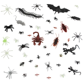 

44pcs Simulation Plastic Bugs Fake Spiders Scorpion Flies Bat for Halloween Party Favors Decoration Novelty & Gags Toys