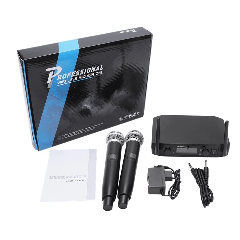 AAAE Top-Smart Fm Vhf Wireless Microphone 2 Cordless Handheld Mic Free Frequency For Meeting Pc Speaker Amplifier Eu Plug