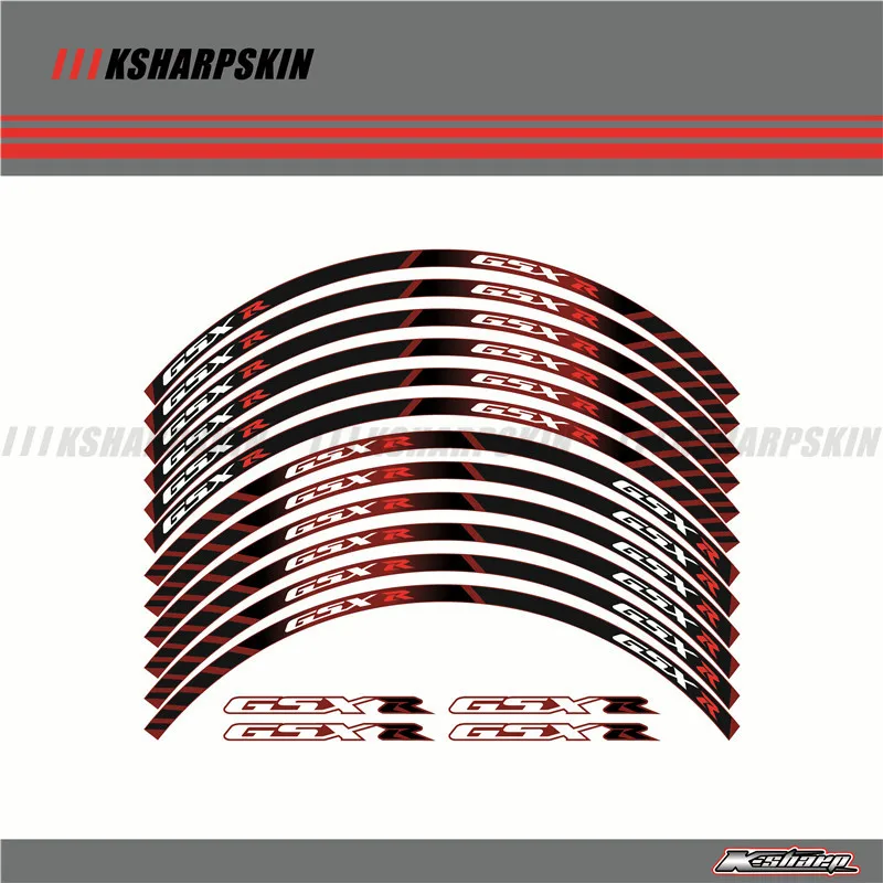 12 X толстый край внешний обод наклейки в полоску колесные наклейки подходят ко всем SUZUKI GSXR 250 400 600 1000 750 GSXR1000R GSXR1000 GSXR600 750 - Цвет: K-LQT-SZK-GSXR-06